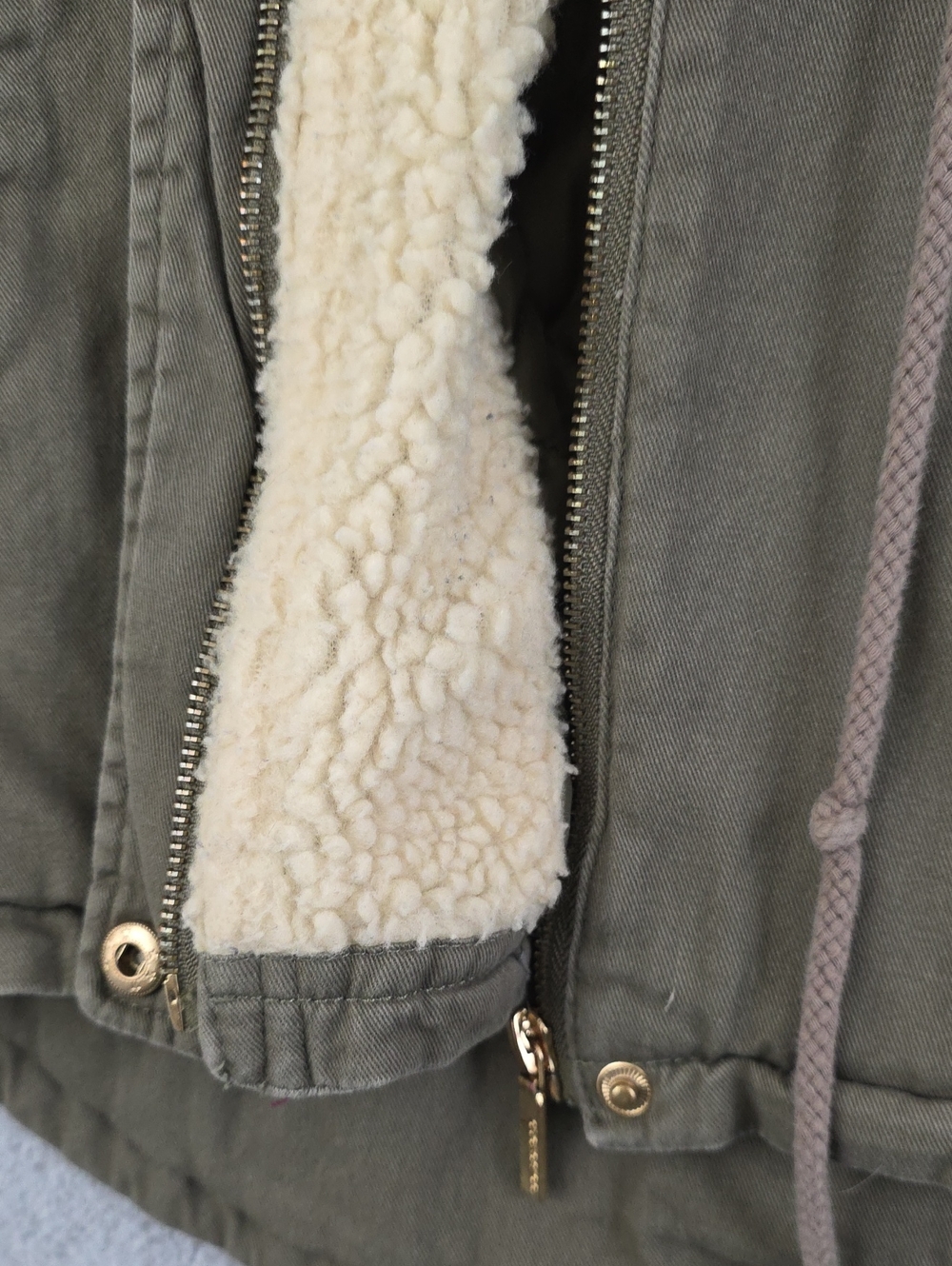 Collection New York Olive Green Sherpa Lined Hooded Utility Jacket Women's Large - Picture 4 of 16